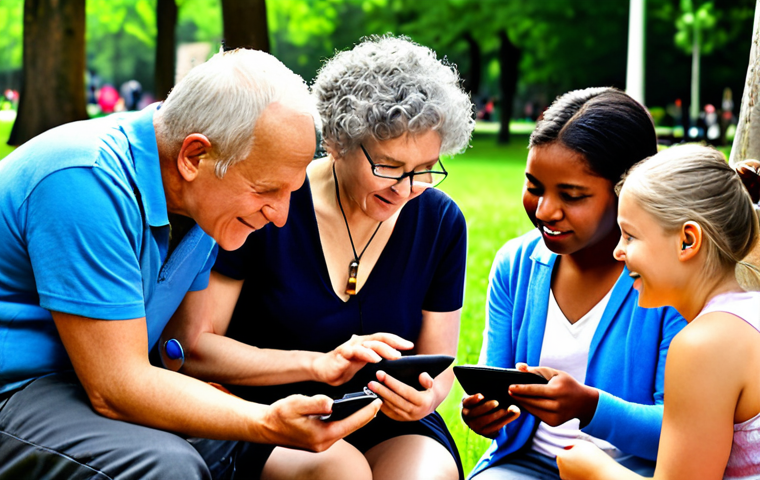 **Image Prompt:** A diverse group of people of all ages connecting through various technologies (smartphones, tablets, laptops) but also engaging in face-to-face interactions in a park. Show a balance between digital and real-world connections, emphasizing community and shared experiences.